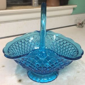 Vintage blue glass basket - NWT